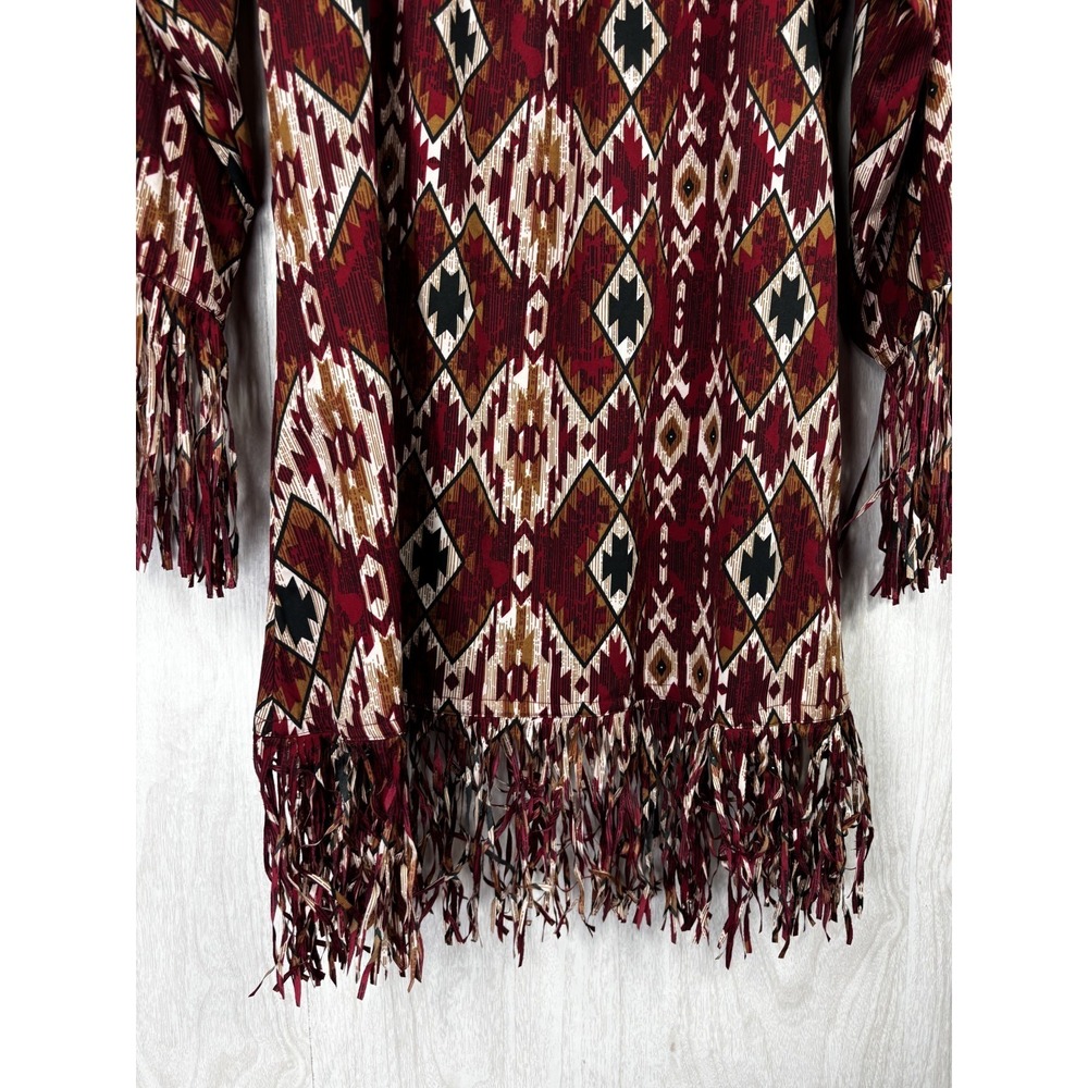 Cinco Ranch Aztec Fringe Tunic XL Western Boho Festival Southwestern Peasant - Picture 7 of 10